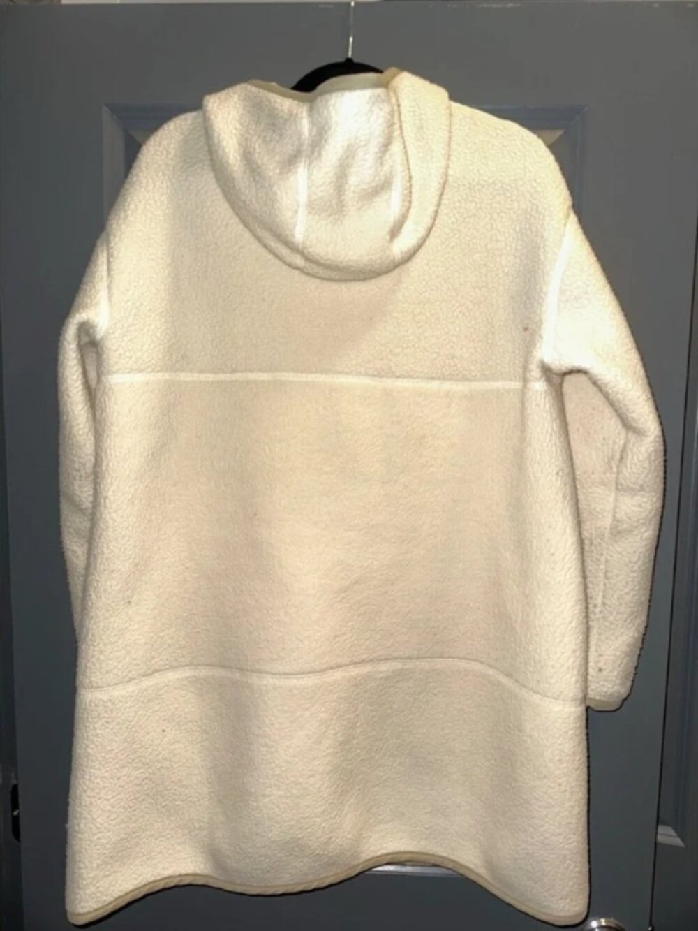The North Face Cragmont Fleece Coat Size M Cream Hooded Snap Front Teddy Jacket - Picture 4 of 6